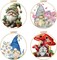 4 Pack Stamped Cross Stitch Kits for Adults with Frame - Gnome Flower Embroidery Kits for Beginners Adults
